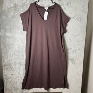 Monos:‎ Sevilla Dress 3XL Espresso Brown Relaxed Cotton Bamboo Lagenlook New